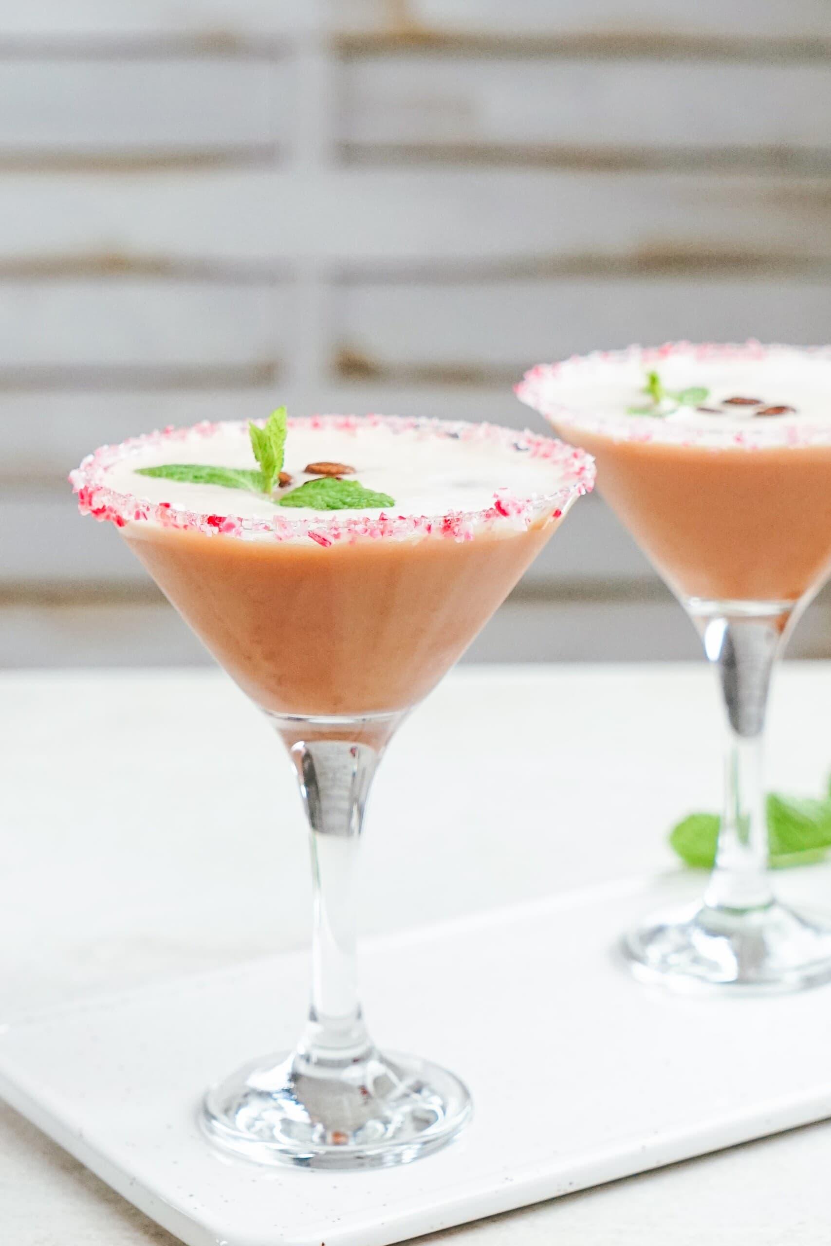 peppermint espresso martinis with garnish
