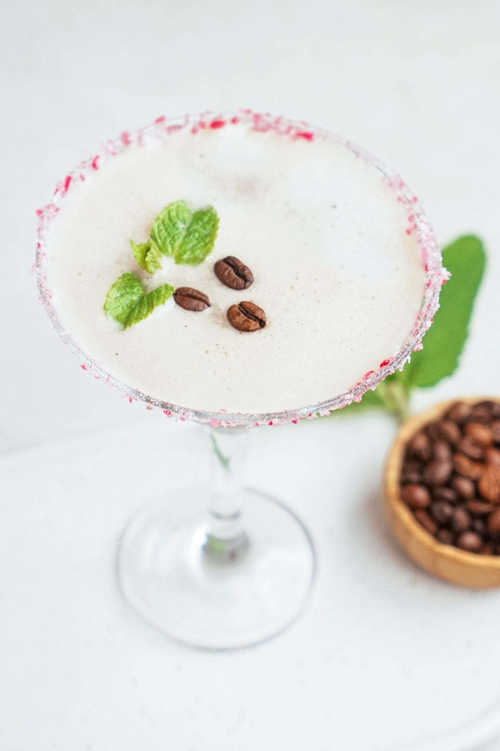 peppermint espresso martini on a tablescape