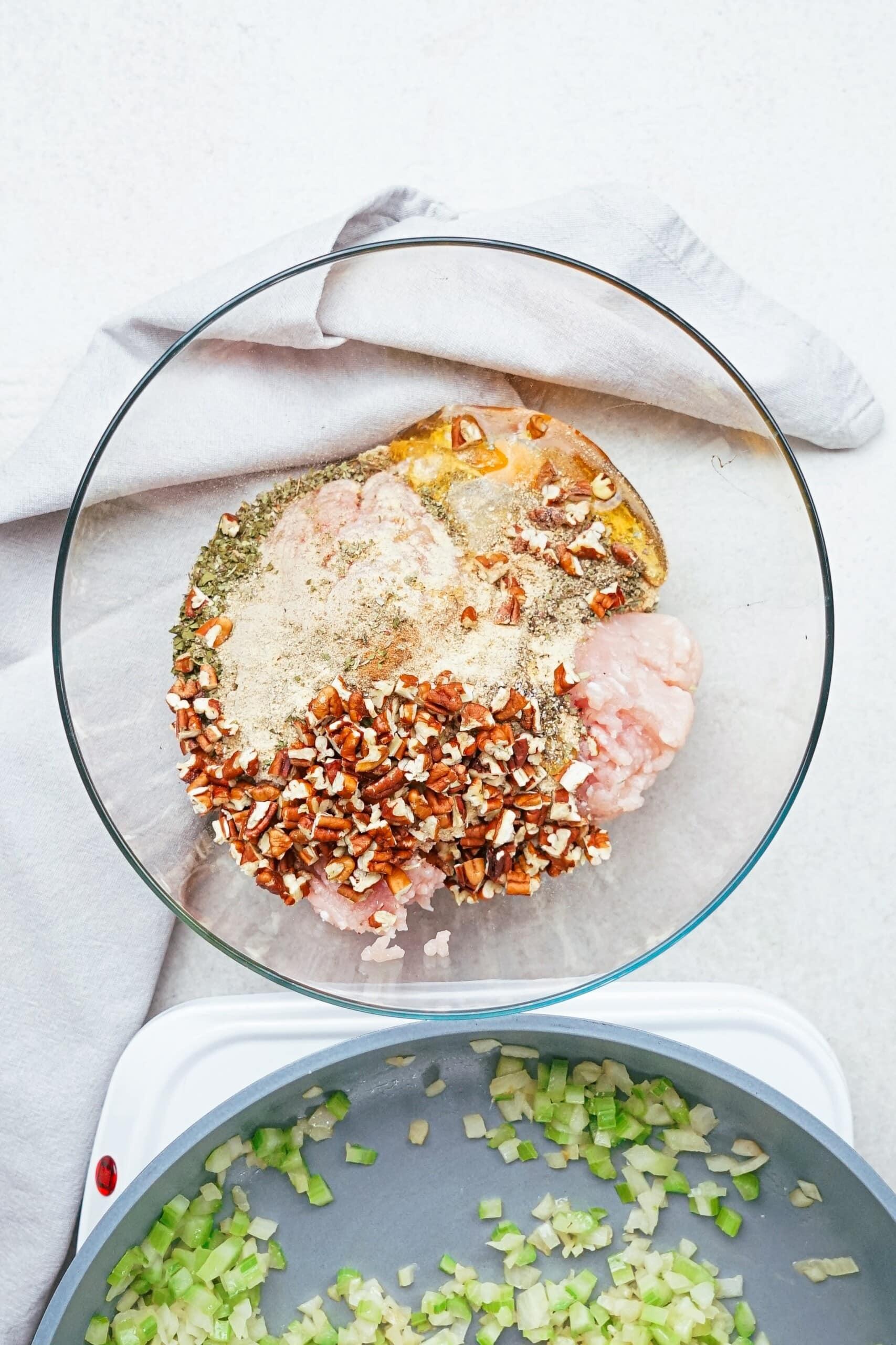 turkey meatloaf ingredients in a bowl