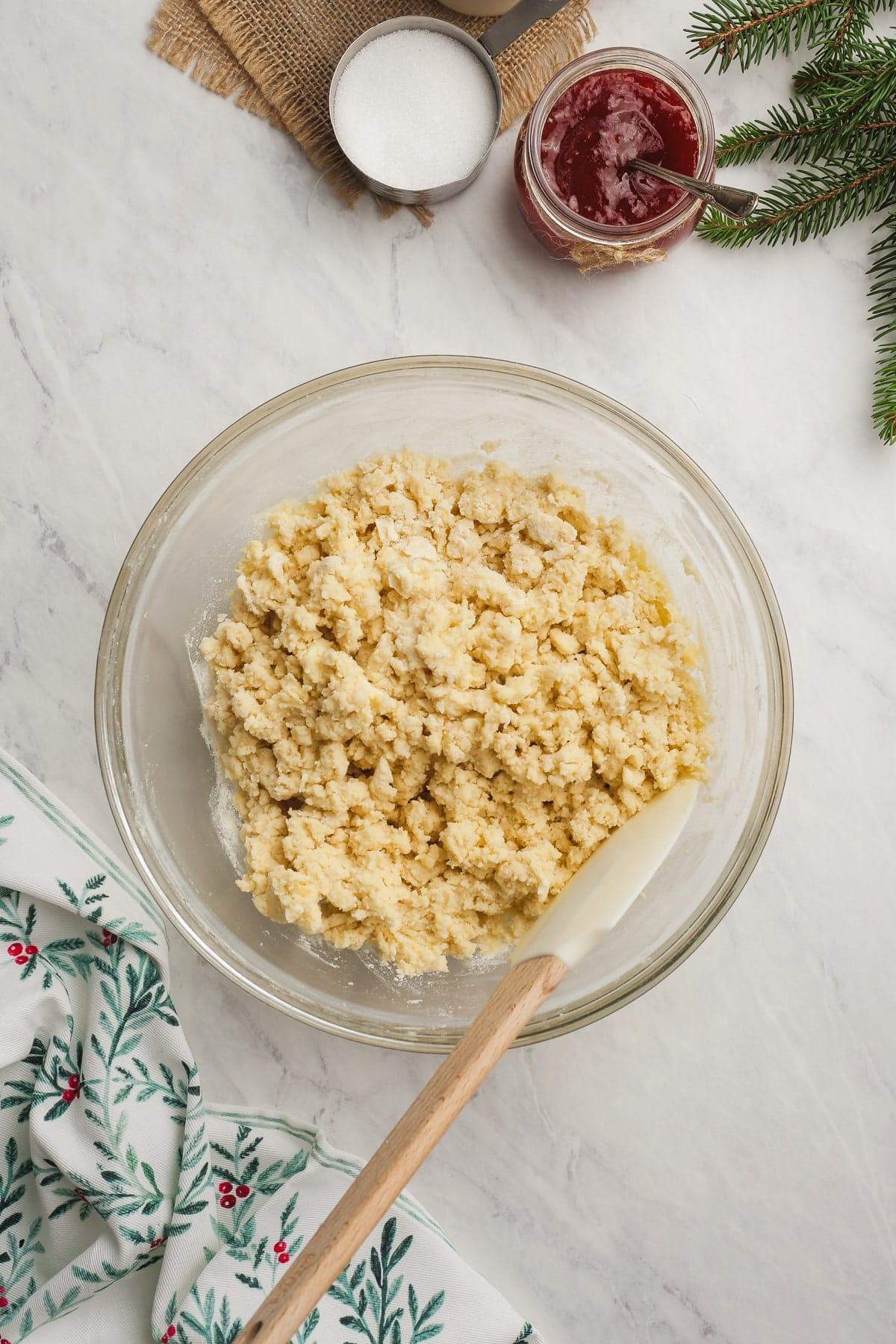 christmas shortbread dough in a bowl