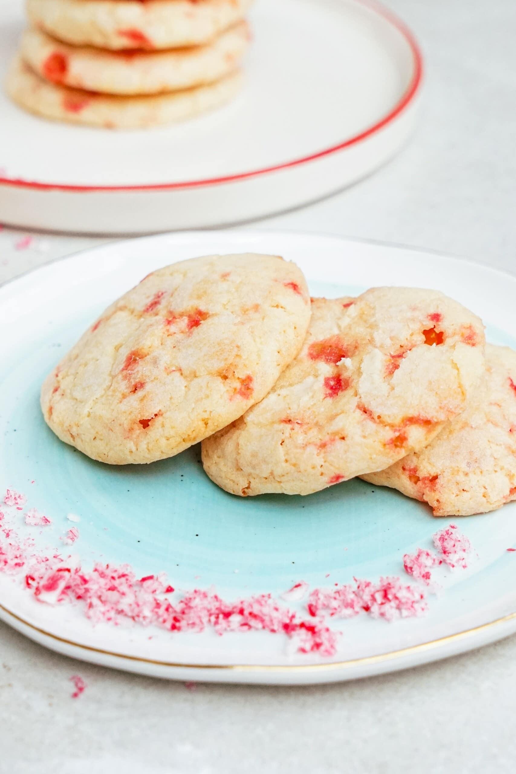 candy cane cookies on a plate