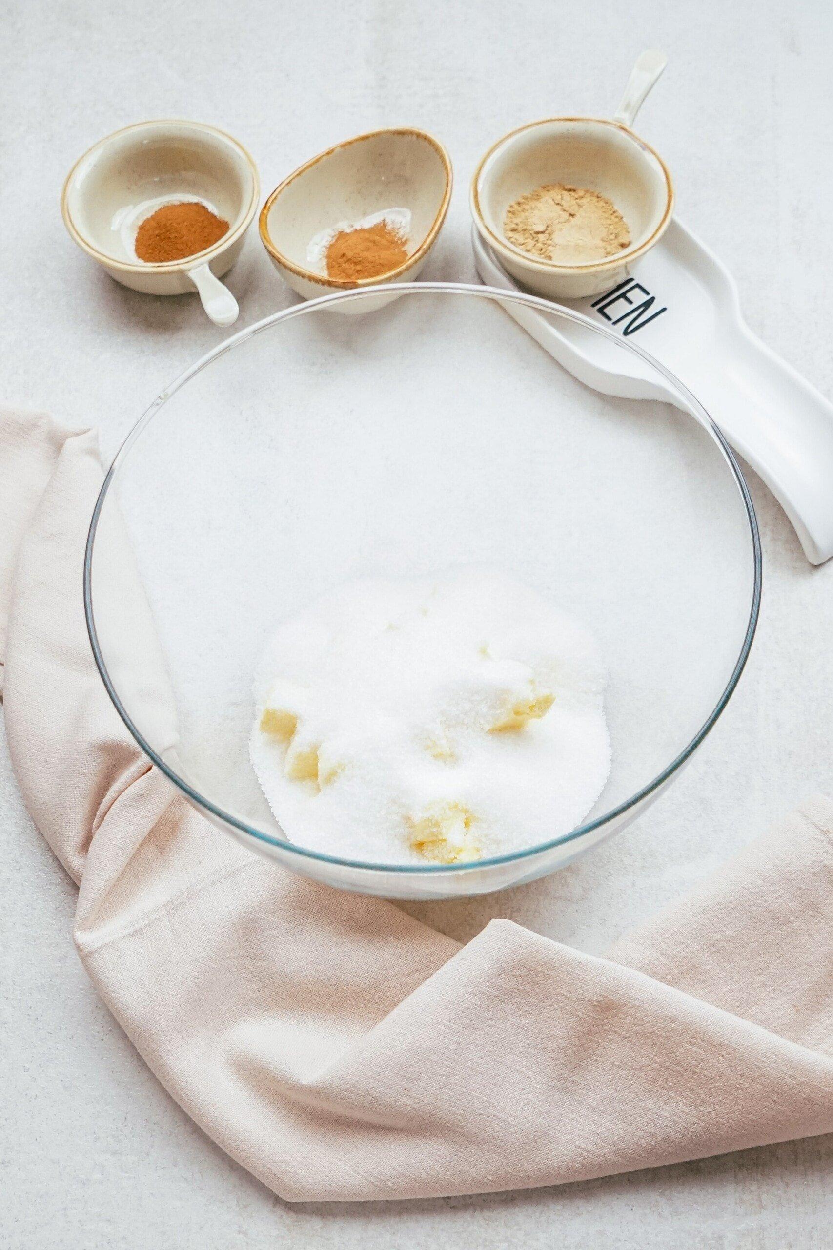 sugar and shortening in a bowl