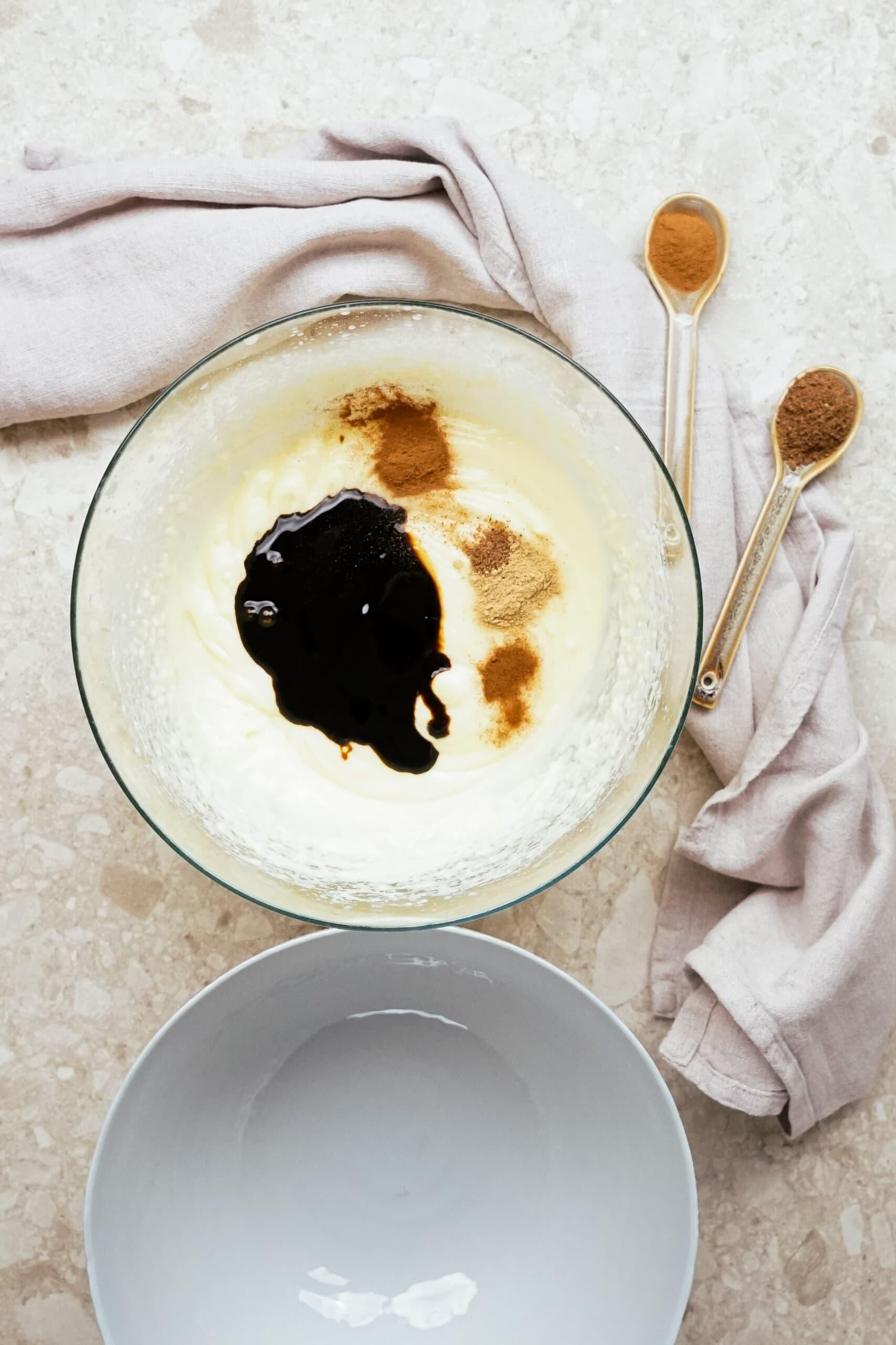 adding molasses and spices to batter