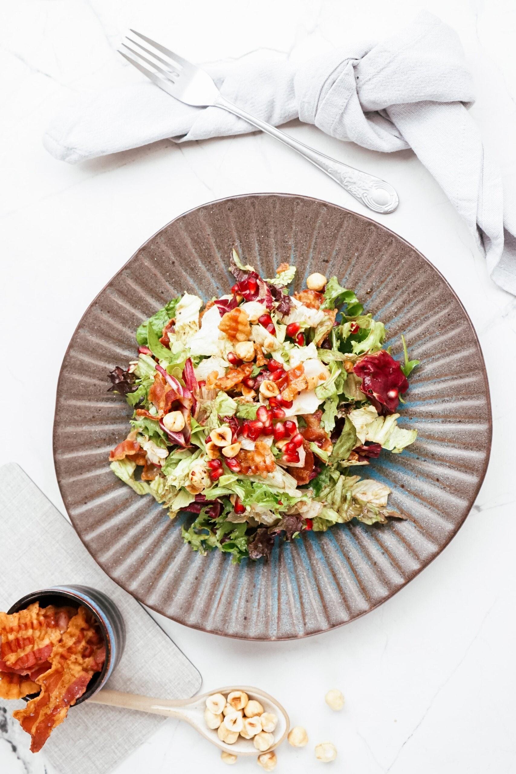 holiday salad on a plate and tablescape 