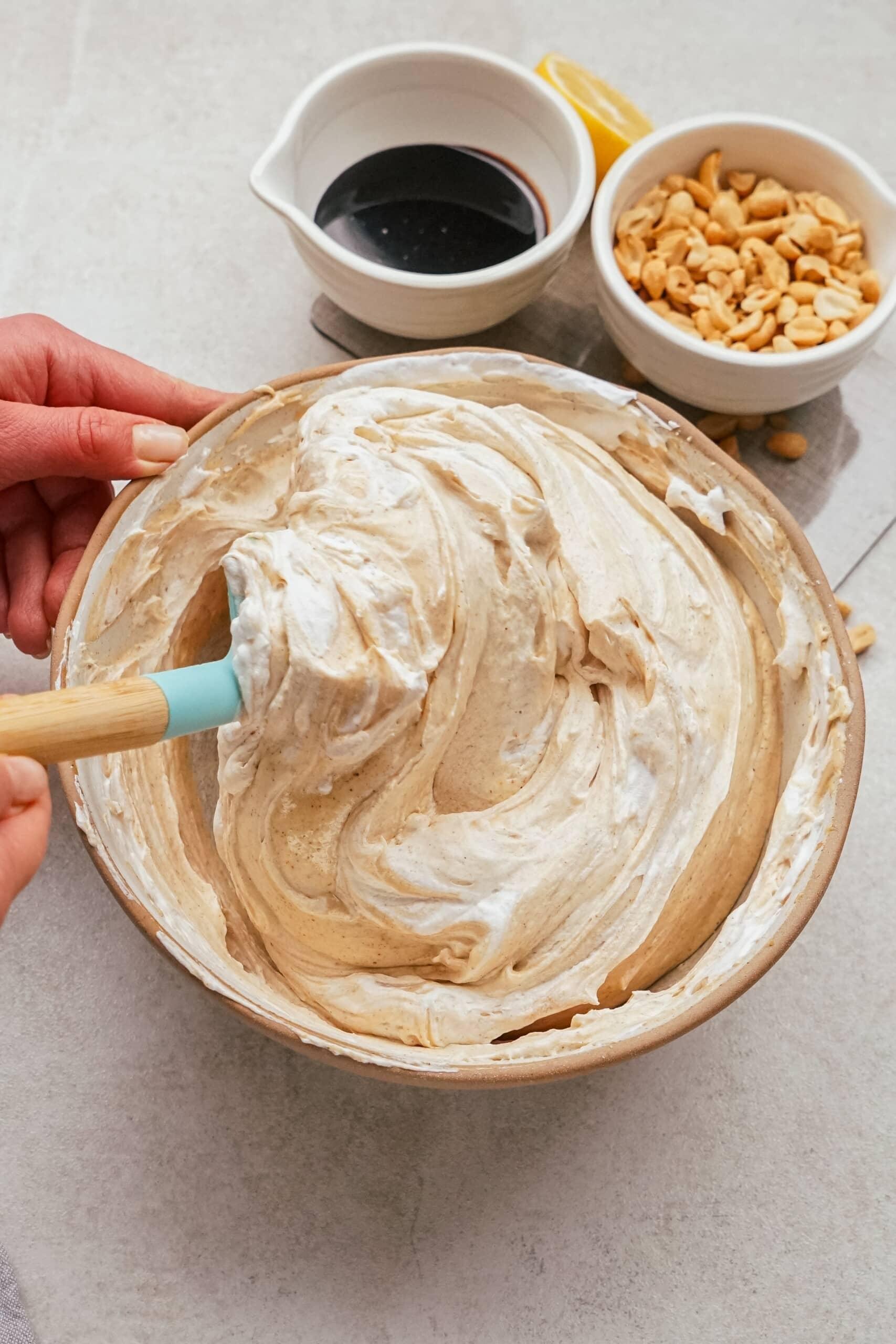 folding in whipped cream to pb mixture