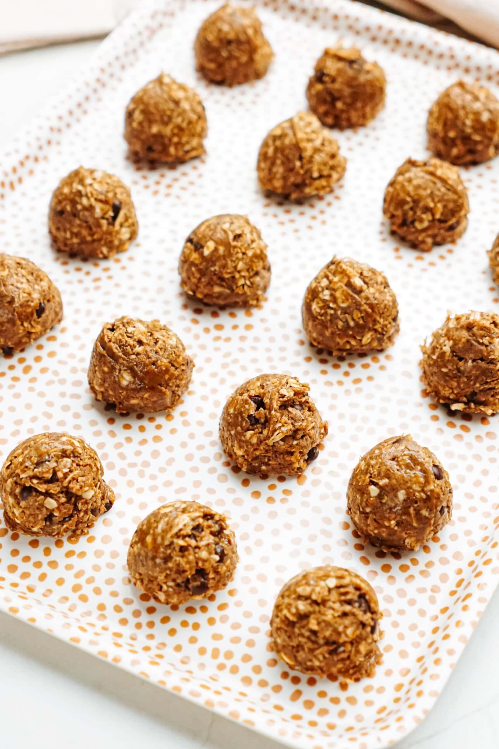 polka dot tray full of energy balls