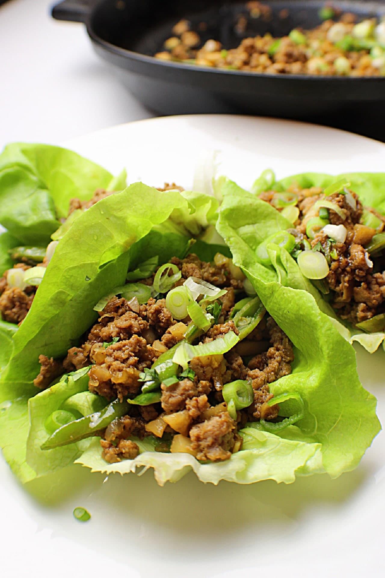 Ground Turkey Wraps on white plate