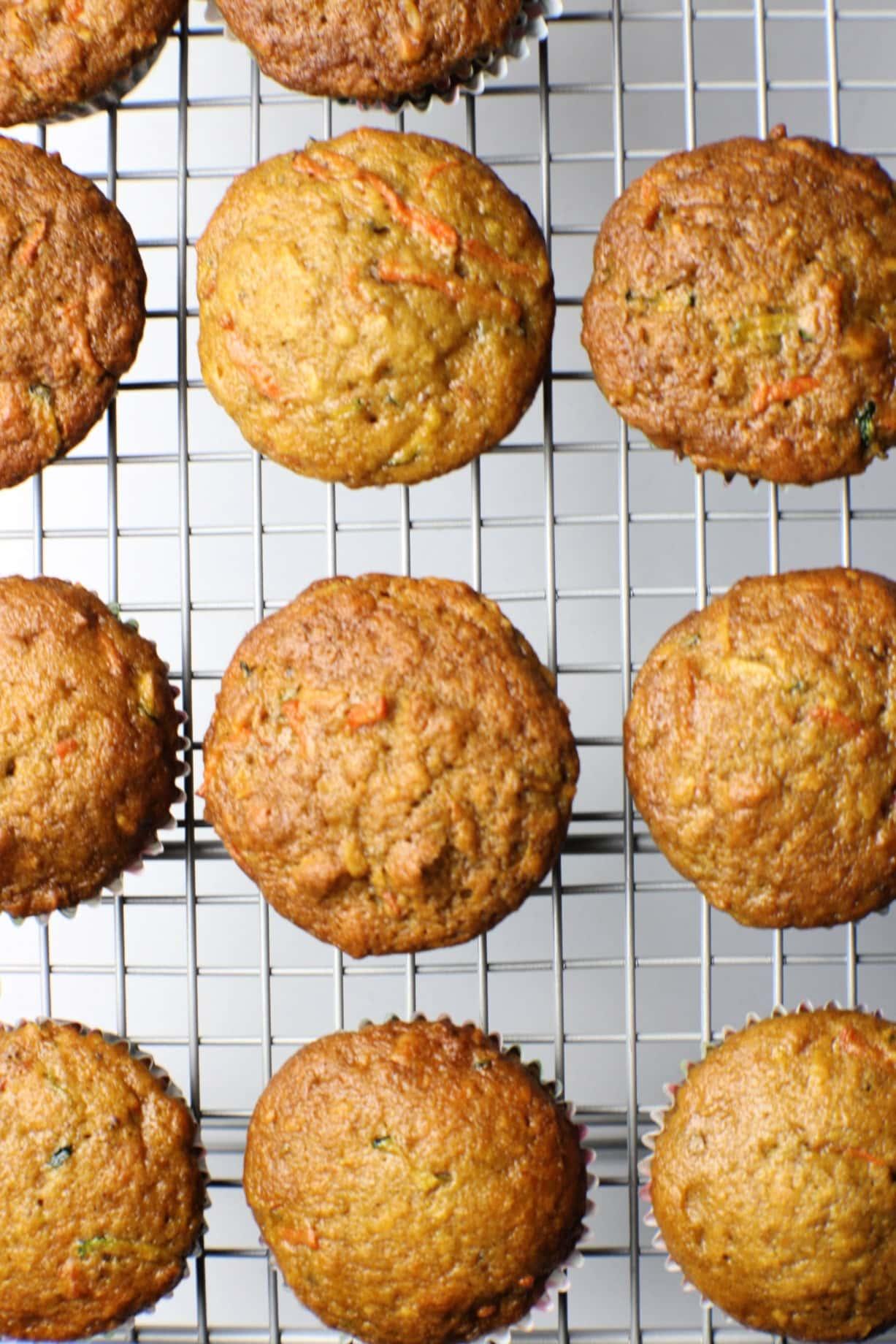 Morning Glory Muffins on cooling rack