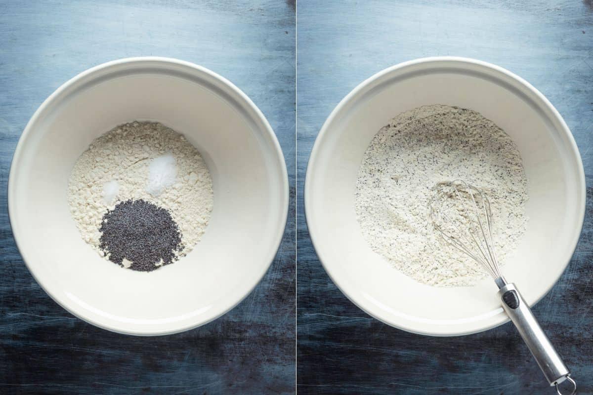 Add all dry ingredients to a separate bowl and mix.