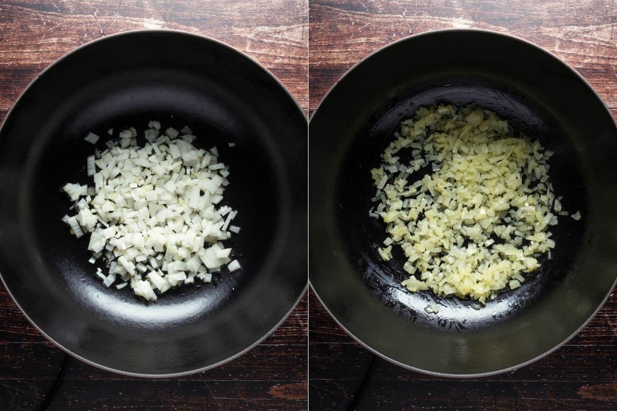 Add onion and oilve oil to a soup pot and cook until soft.