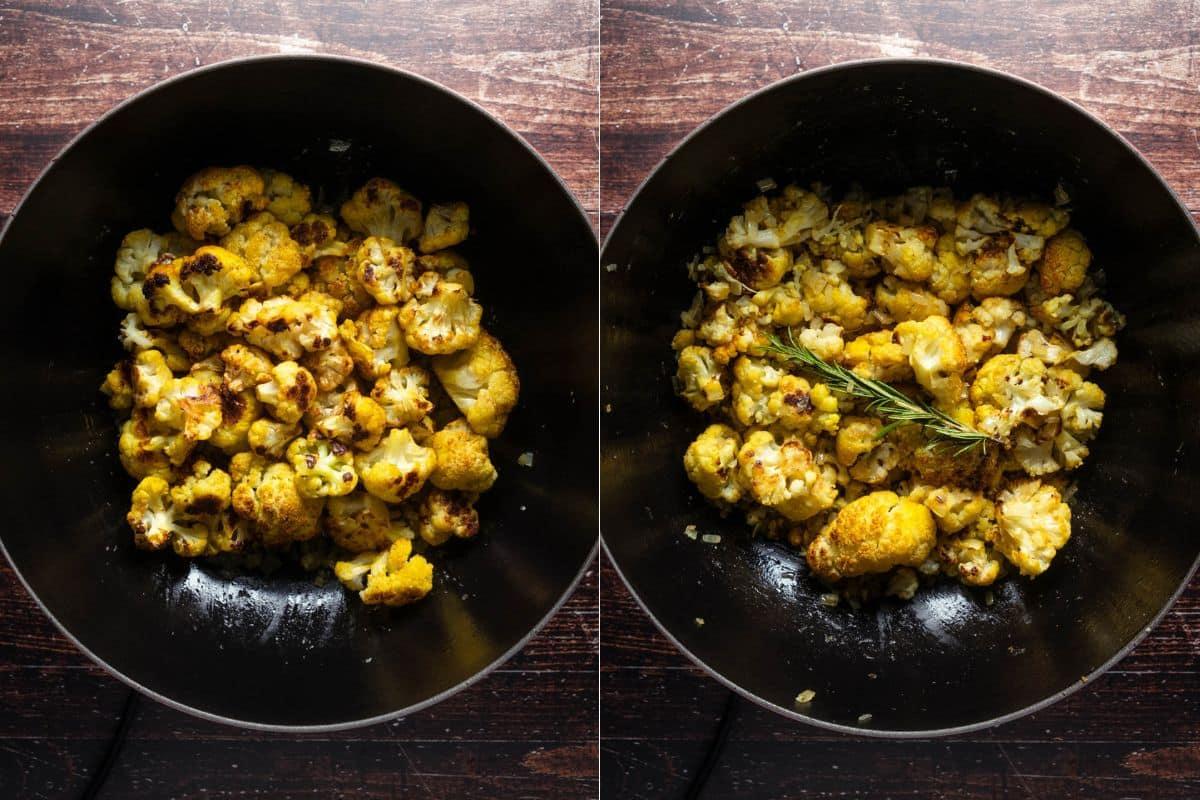 Add roasted cauliflower and mix until combined.
