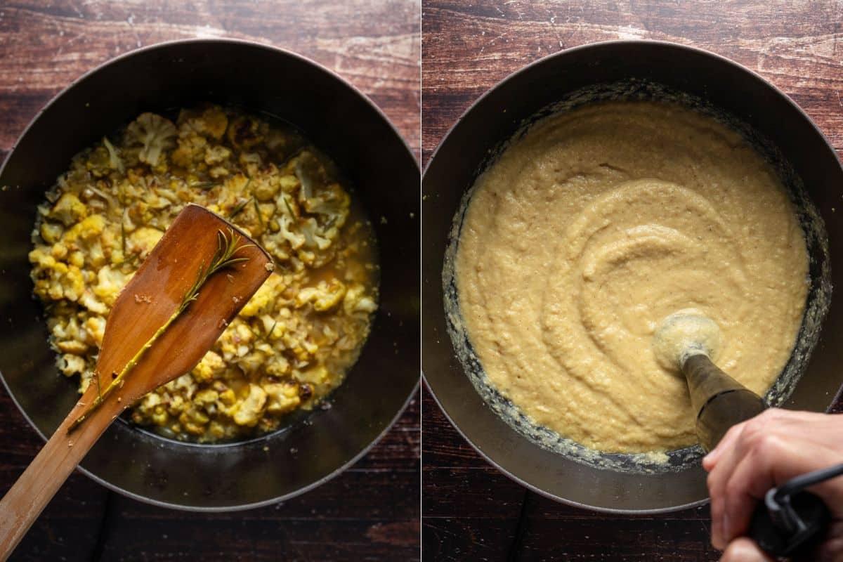 Remove rosemary stalk and blend with immersion blender until smooth.