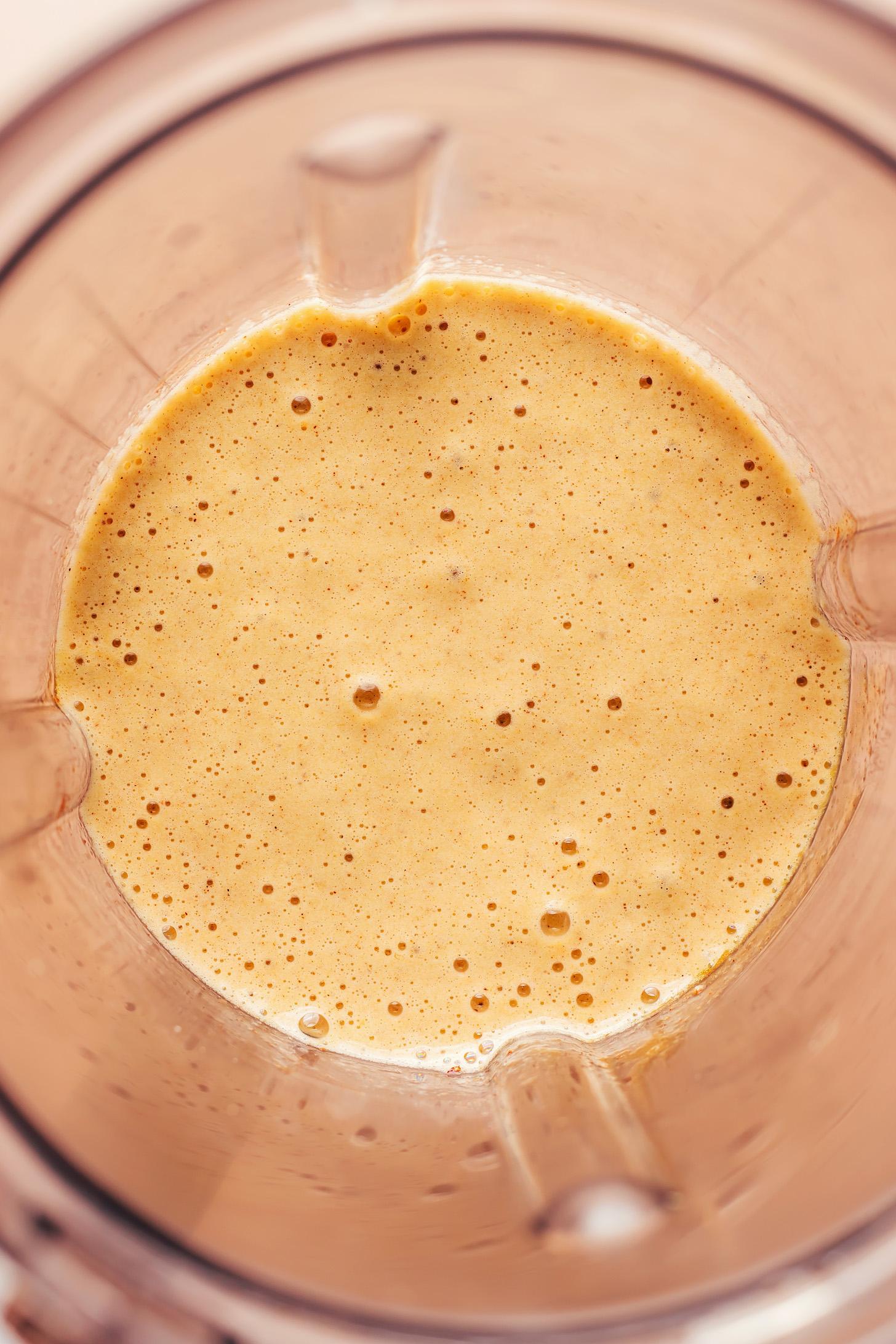 Blended up plantain pancake batter