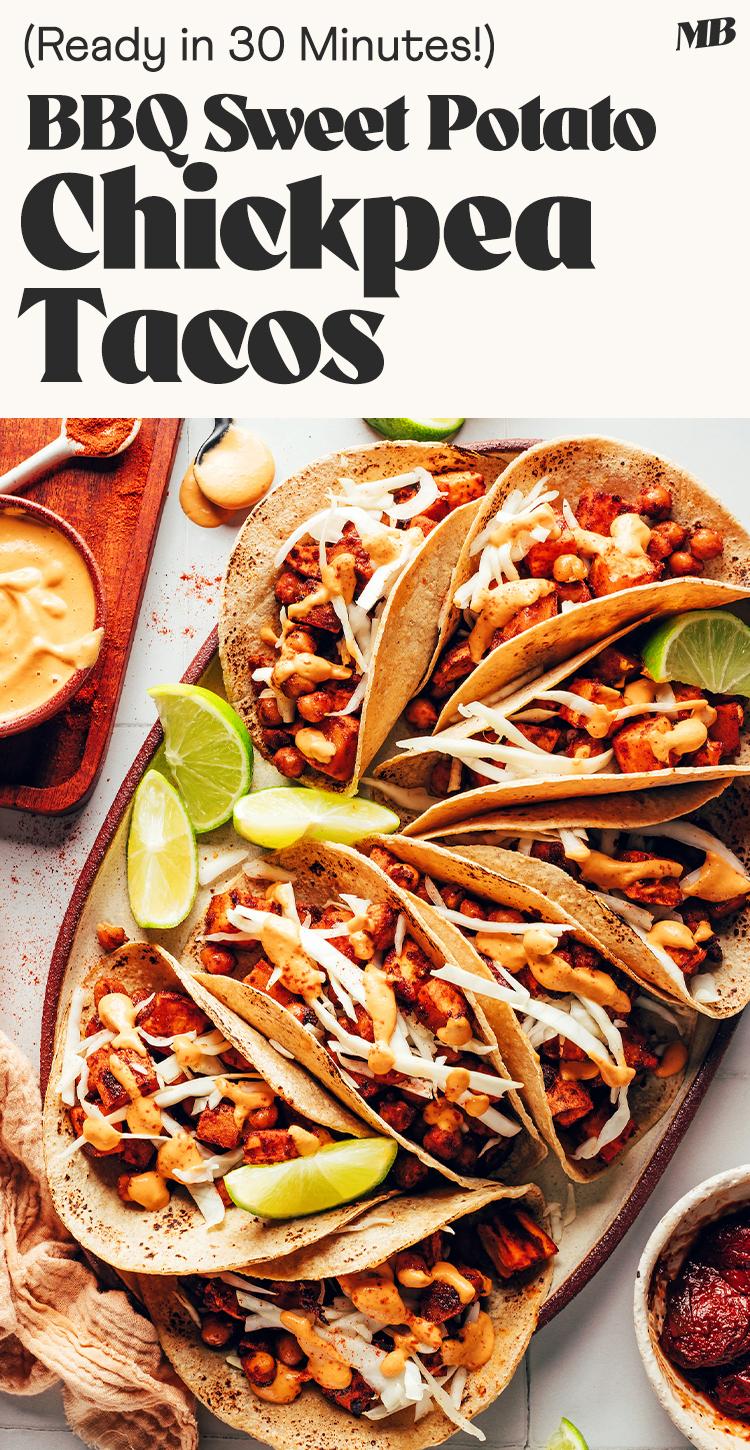 Image of bbq sweet potato chickpea tacos