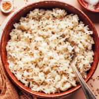 Bowl of fluffy indian-style jeera rice