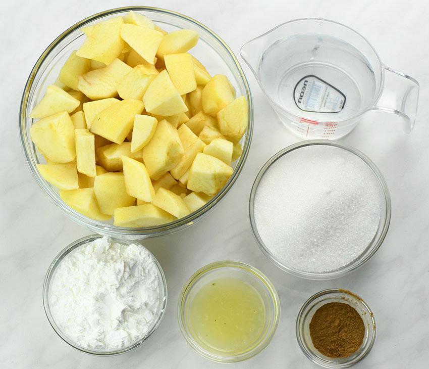 Apple pie filling ingredients.
