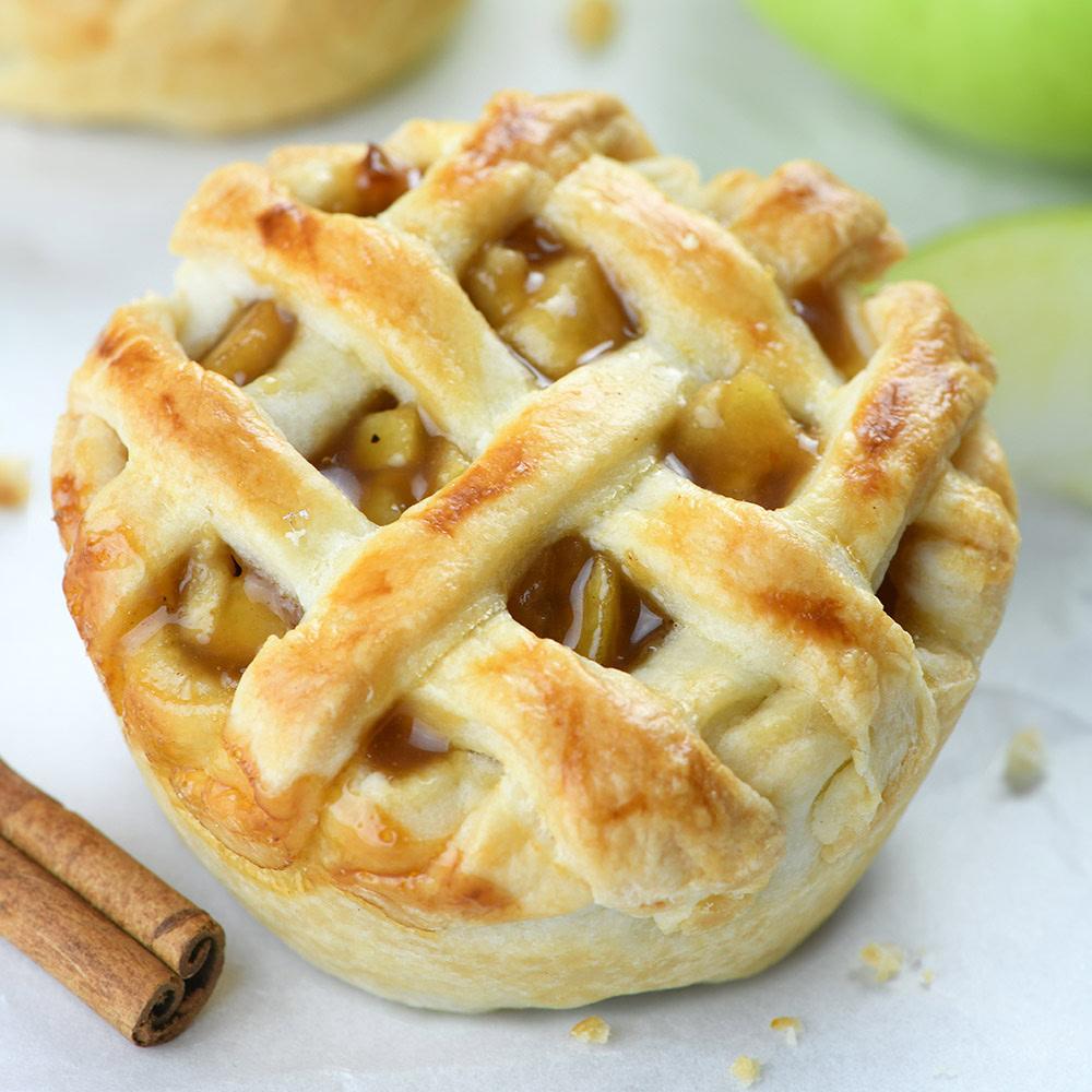 A small piece of mini apple pie .