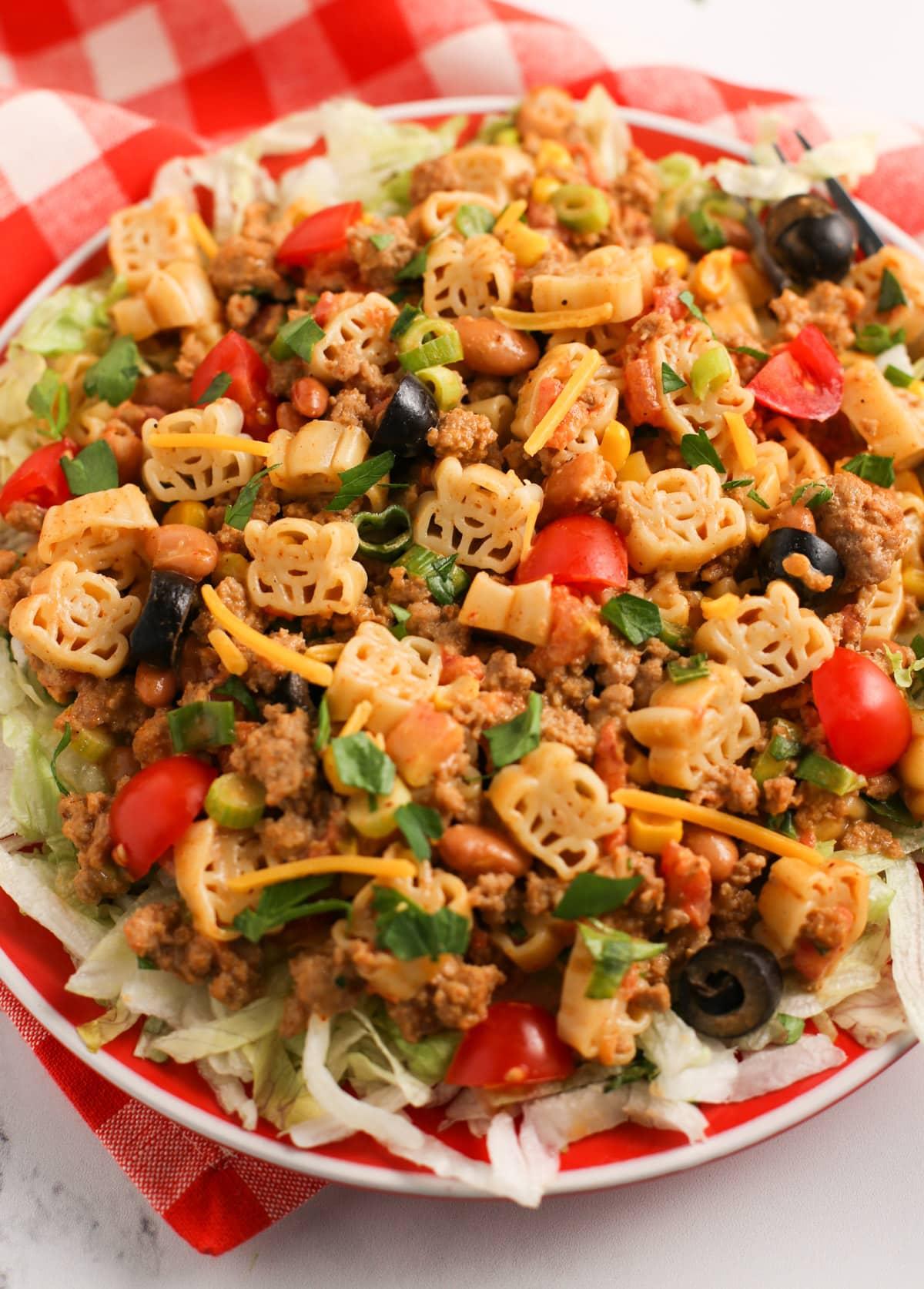 Close up shot of Turkey Taco Pasta 