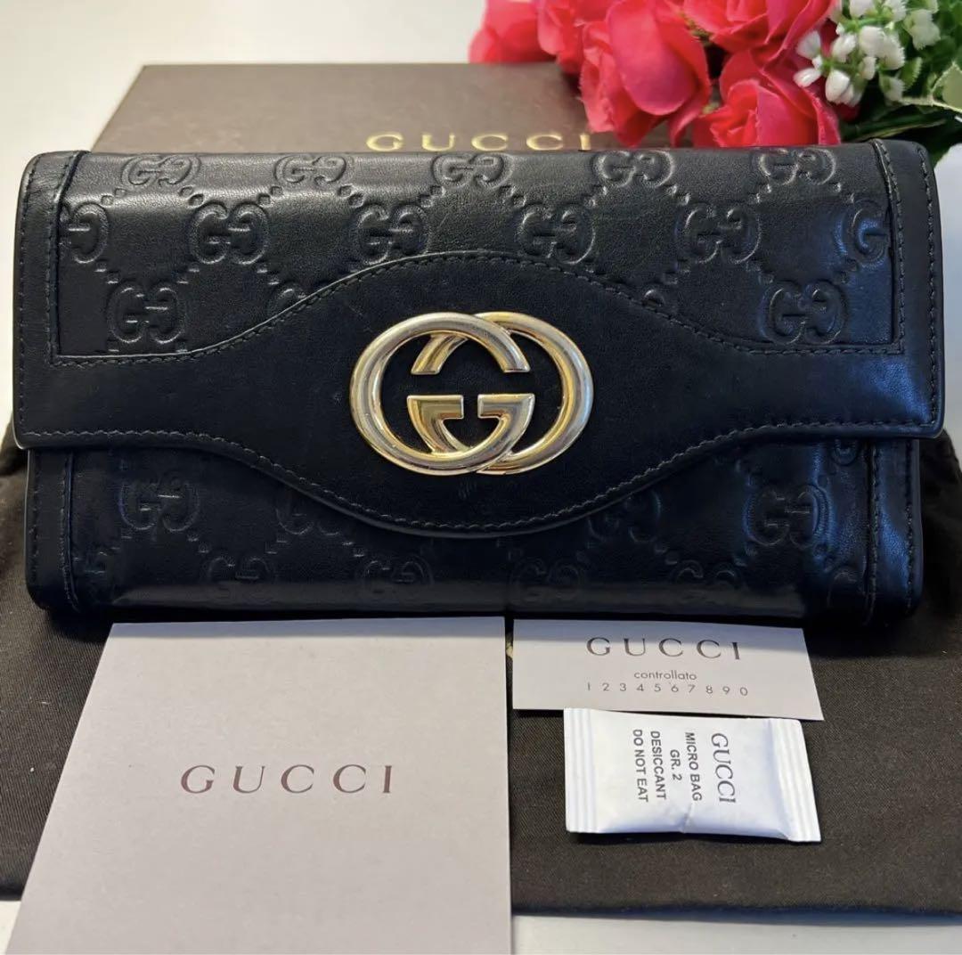 未使用に近い‼️ グッチ　GUCCI 財布　長財布　シマレザー　コンチネンタル