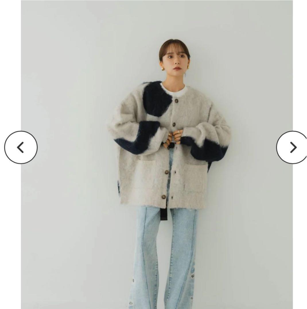 【新品】mix mohair cardigan/graynavy
