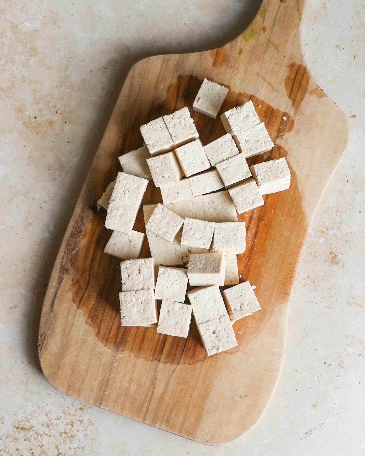 overhead cubed tofu