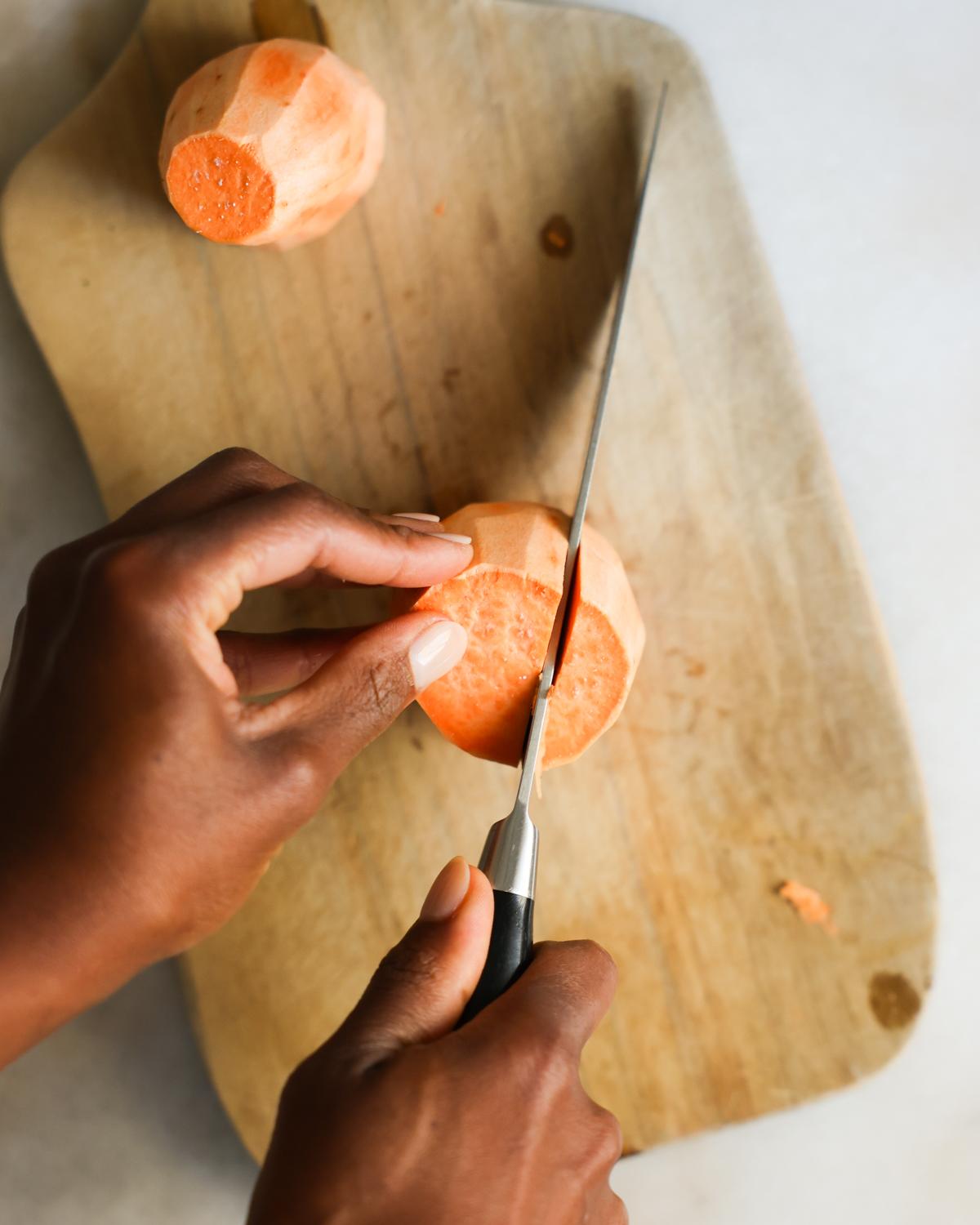 overhead of slicing a sweet potato