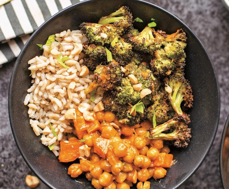 VegNews.CrunchyRoastedChickpeasandVeggieswithPeanutSauce