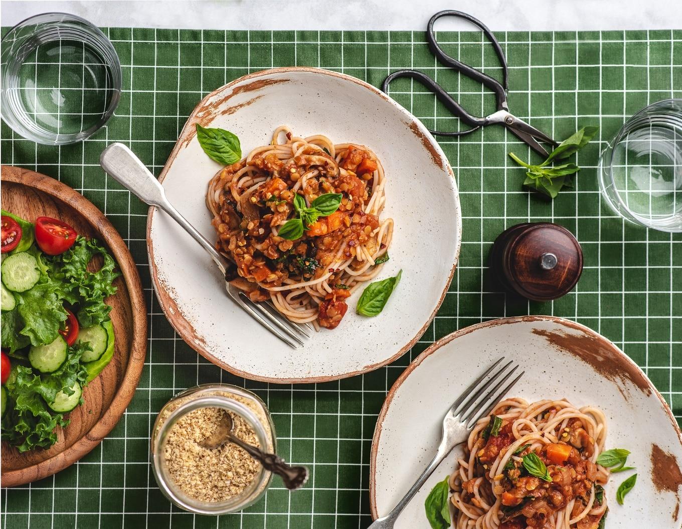 VegNews.Red Lentil Marinara Spaghetti