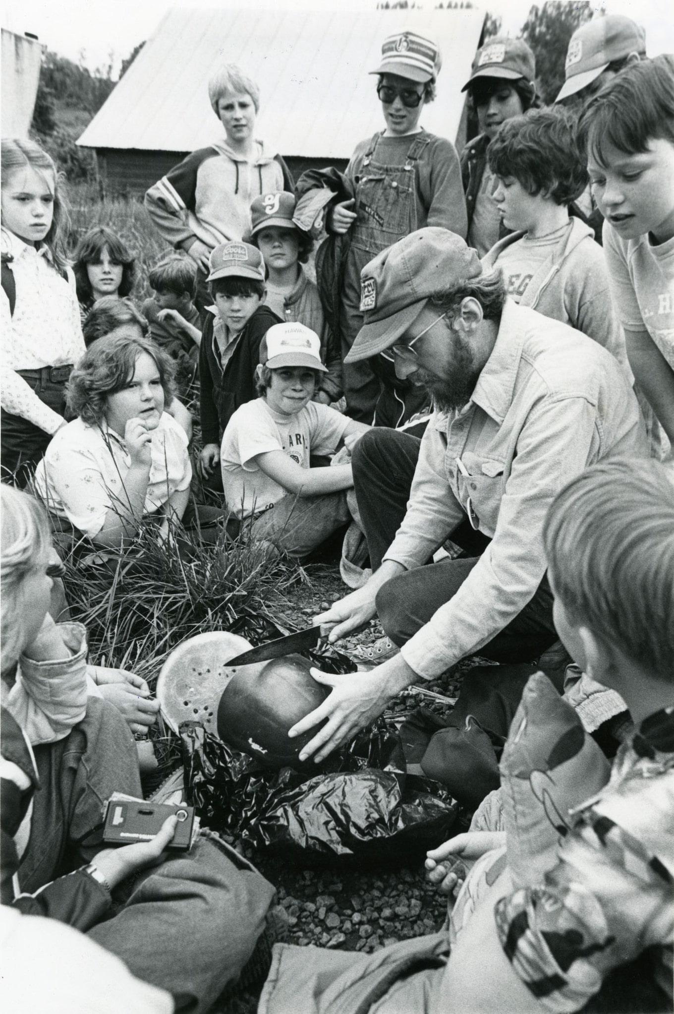 VegNews.Seth Tibbot with kids and watermelon