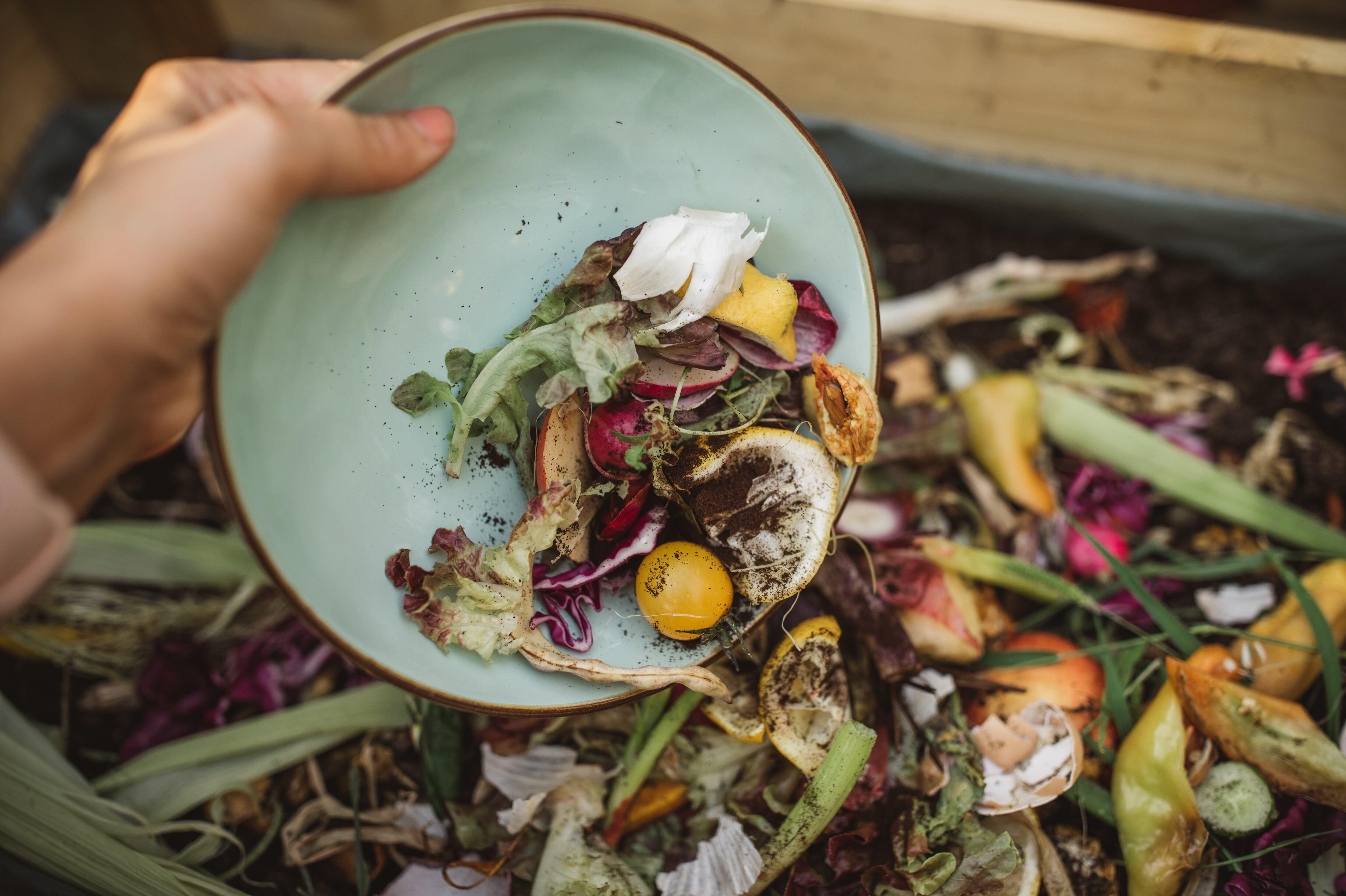 Woman scrapping leftovers