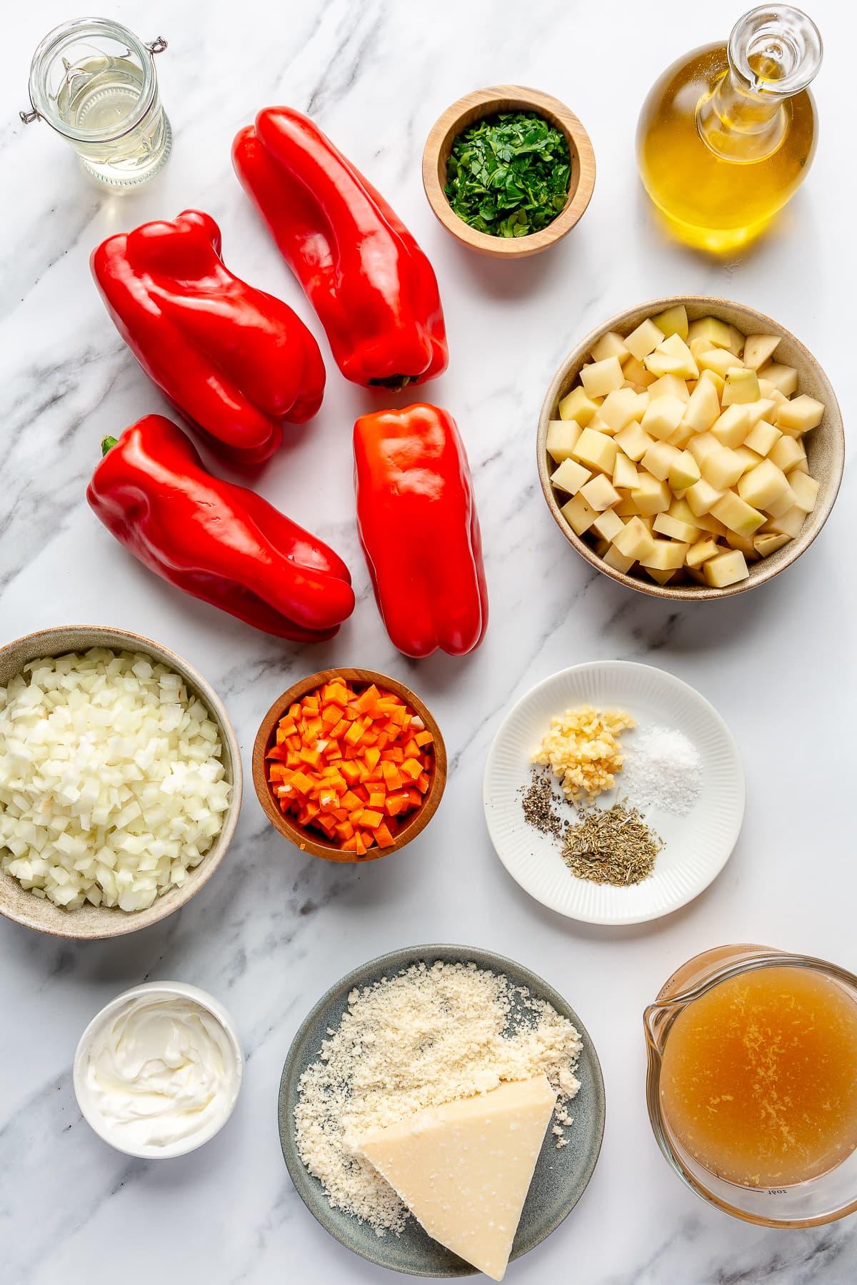 Ingredients for Roasted Red Pepper Soup