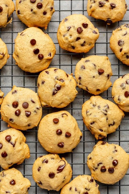 Chocolate Chip Cookies cooling on a rack