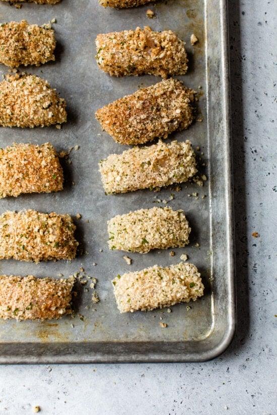 fish sticks on a sheet pan