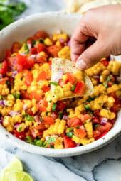 Corn Salsa with chips