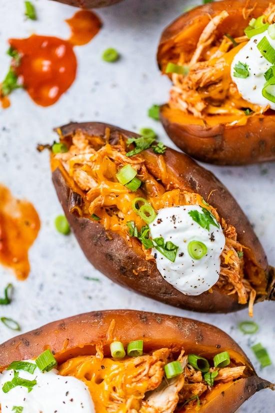 Slow Cooker Chicken Enchilada Stuffed Sweet Potatoes