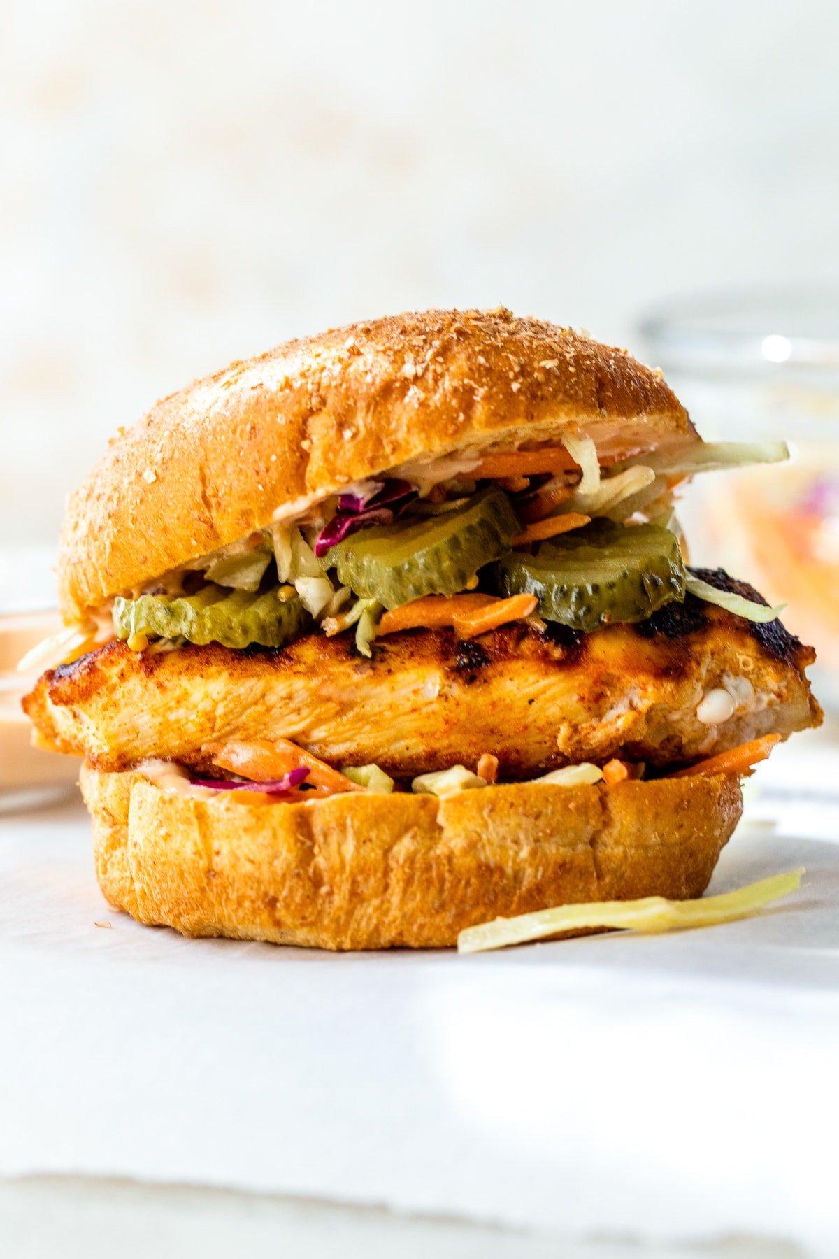 Grilled Chicken Sandwich with pickles