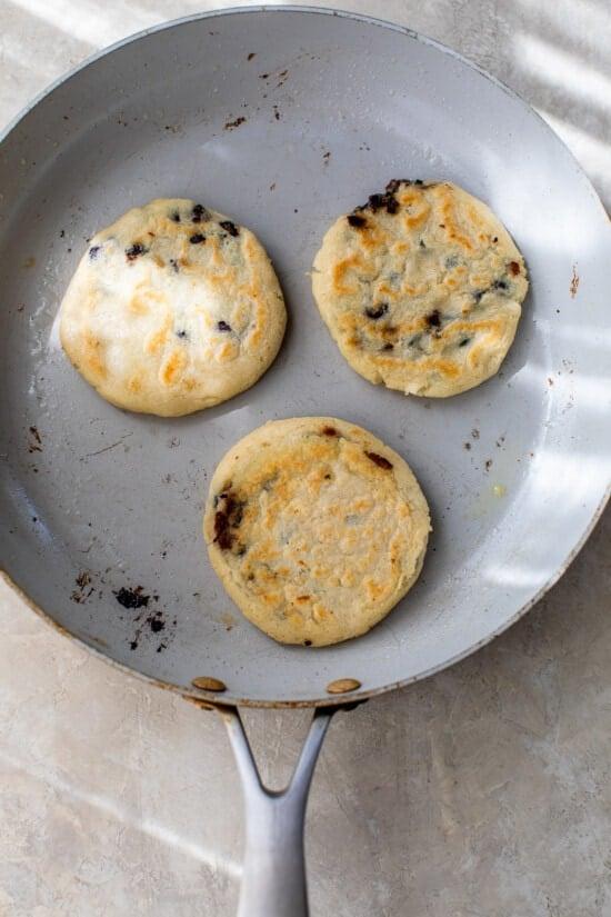 pupusas in skillet