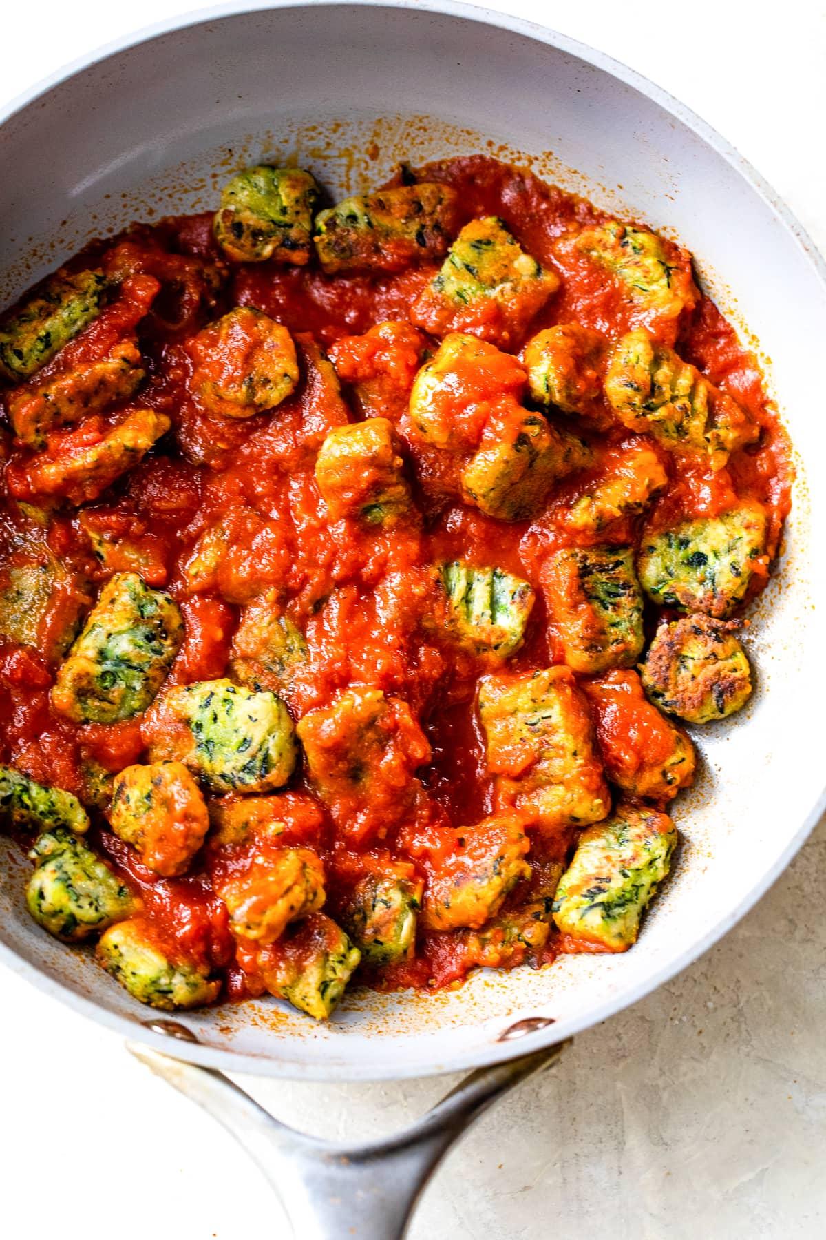 Zucchini Gnocchi with marinara