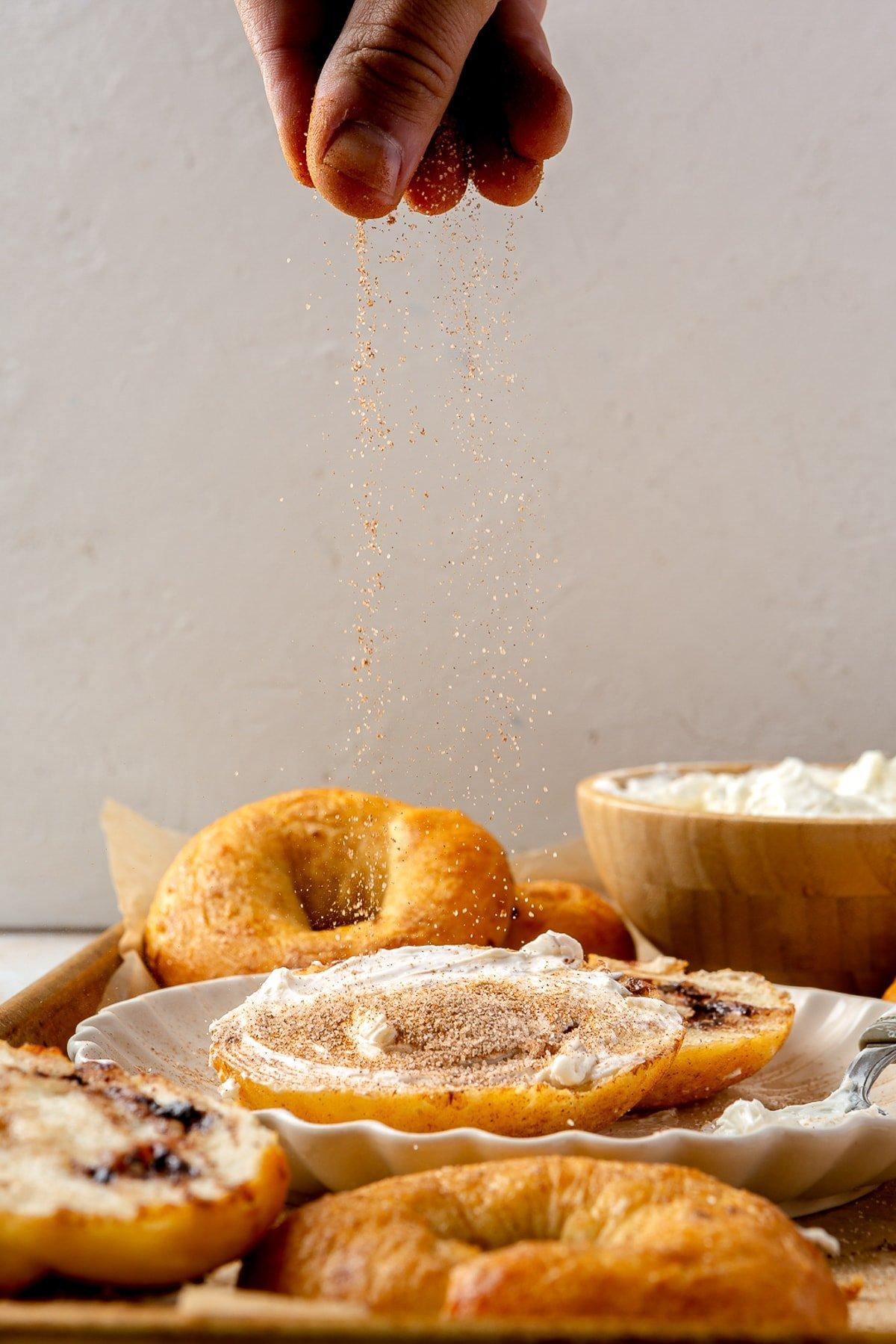 bagels with cinnamon and cream cheese