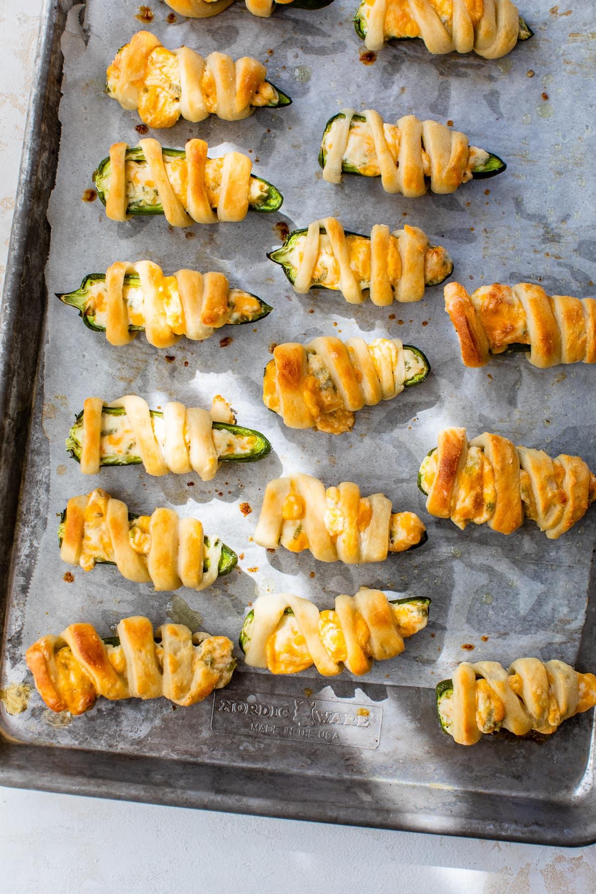 Jalapeño Poppers wrapped with greek yogurt dough.