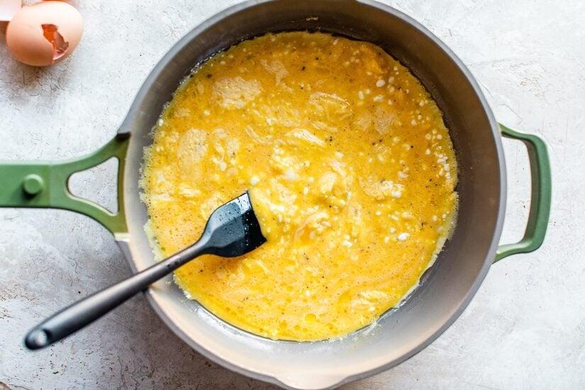 eggs and cottage cheese in nonstick skillet