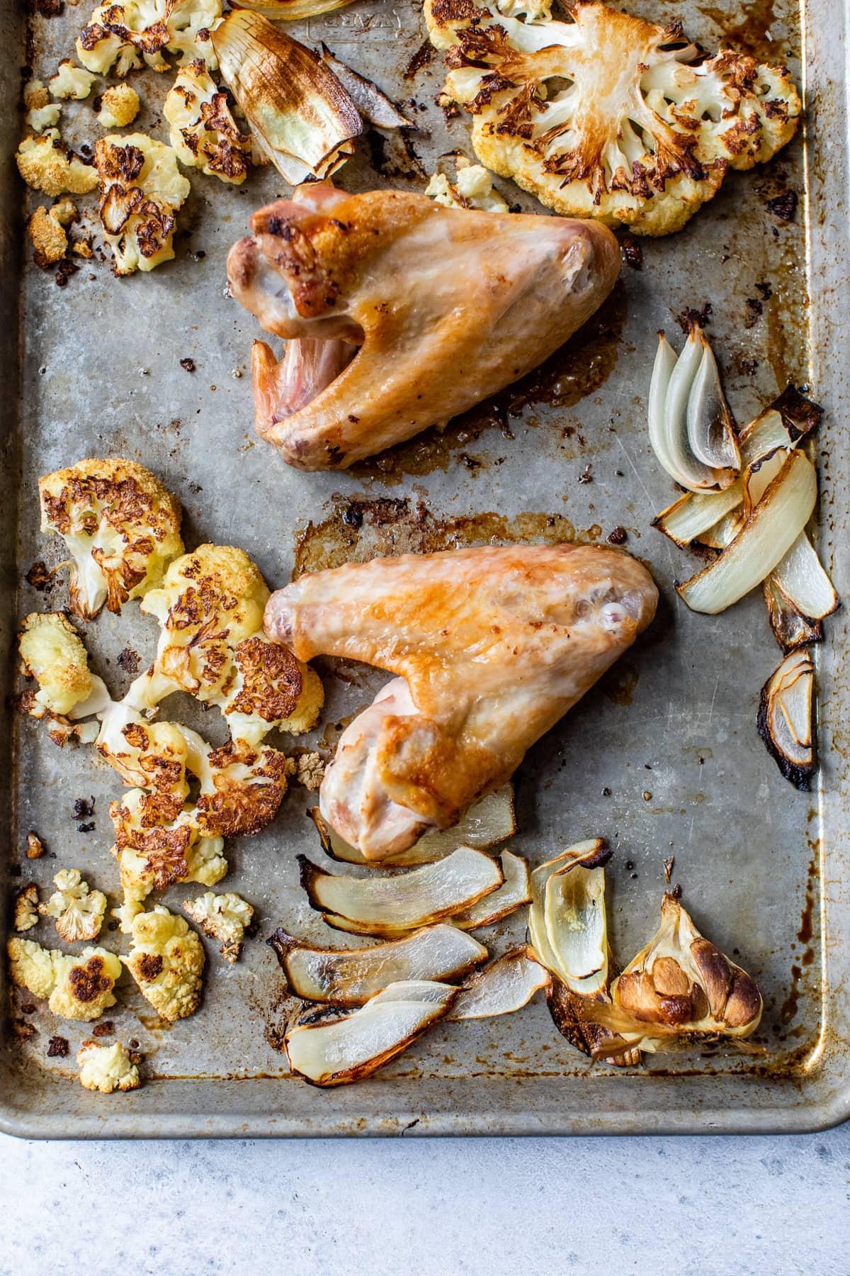 roasted turkey wings and vegetables for stock