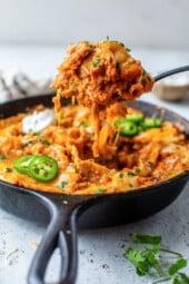 Leftover Turkey Pumpkin Enchilada Skillet