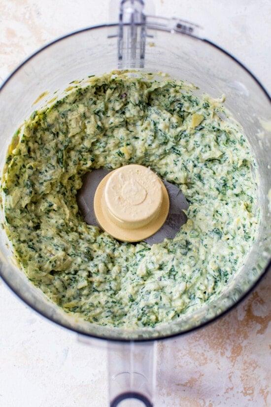 Spinach Artichoke in a food processor