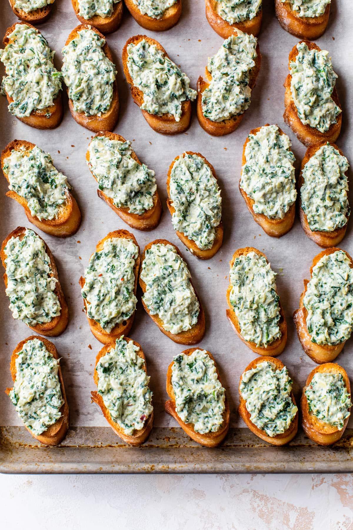 Spinach Artichoke Crostini