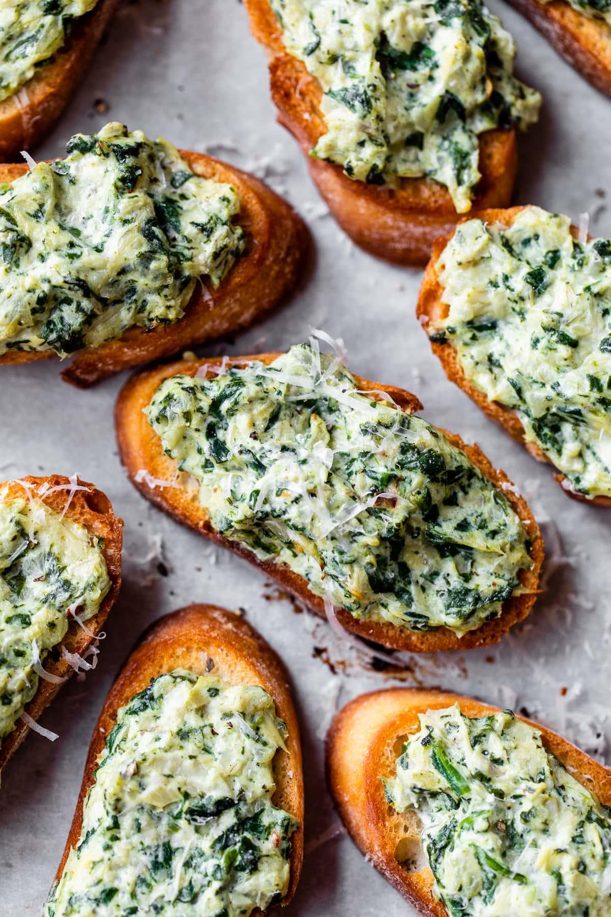 Spinach Artichoke Crostini