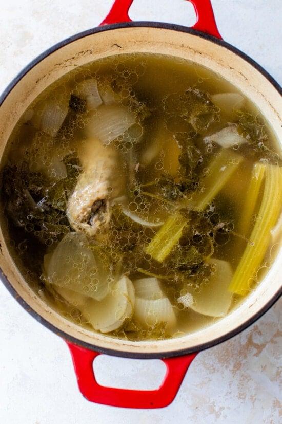 turkey stock in pot