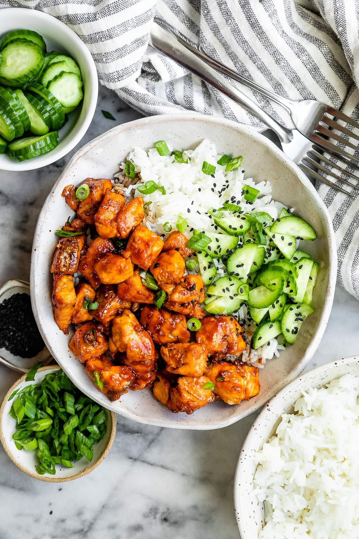 Air Fryer Gochujang Salmon Rice Bowls