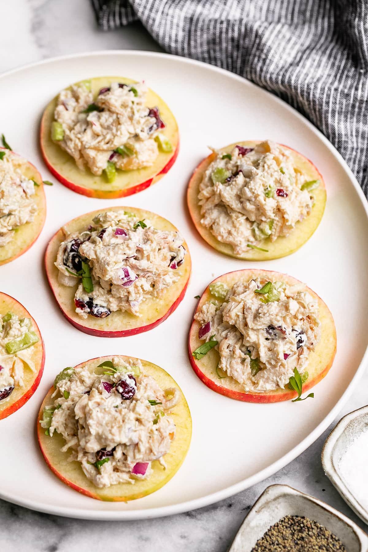 Cranberry Chicken Salad on Apple Slices 