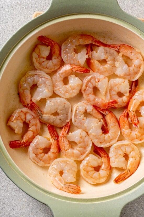 Shrimp in a frying pan